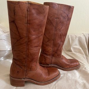 Frye Campus 14L Saddle Cognac leather boots